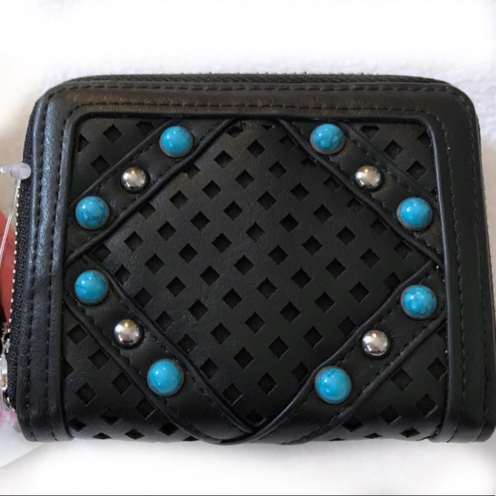 Chinese Laundry Faux Leather Black Wallet Studded